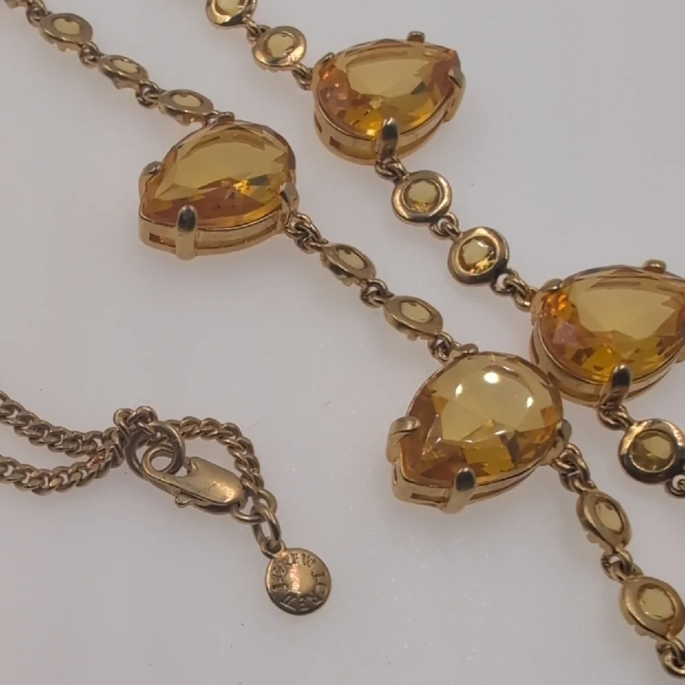 J. Crew Gold Necklace with Yellow Orange Gems